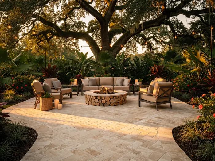 Travertine patio & seating area · Southwood, Tallahassee